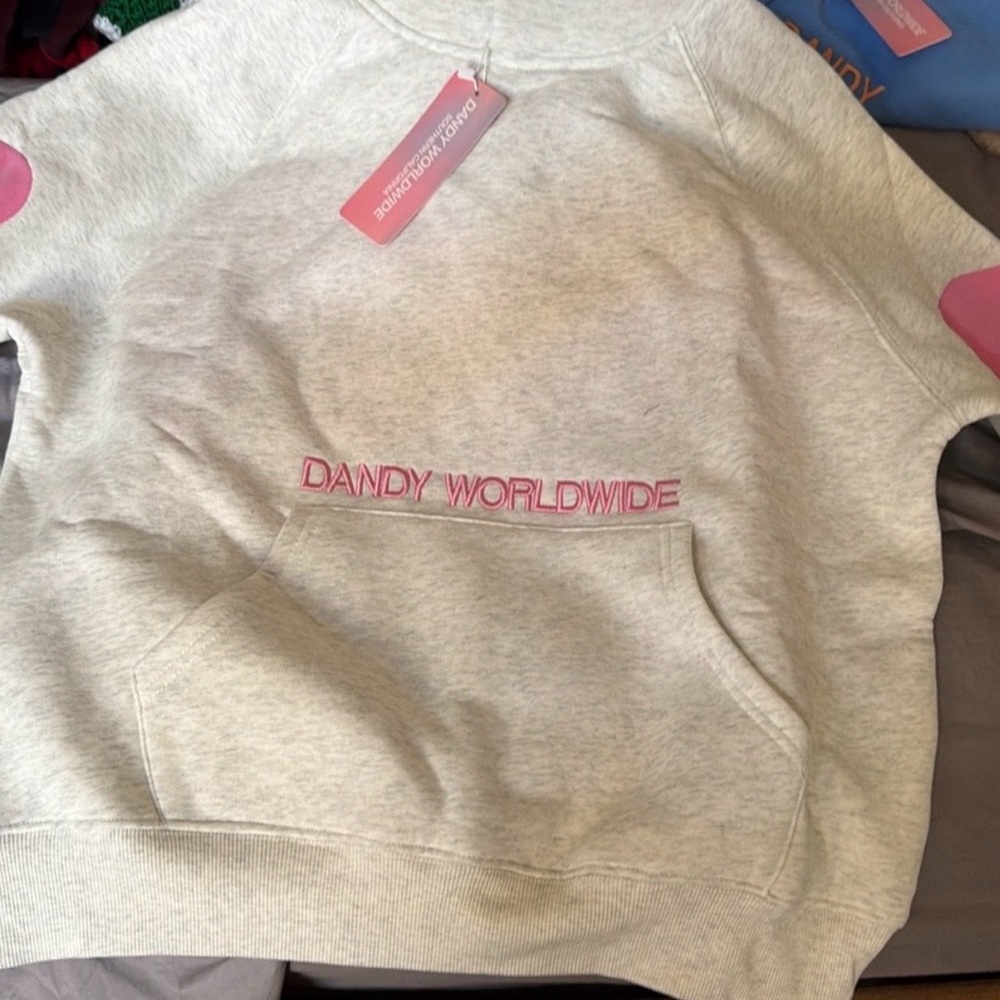 Dandy sweater with pink hearts and logo on front